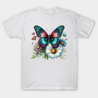 A butterfly decorated with beautiful colorful flowers. T-Shirt